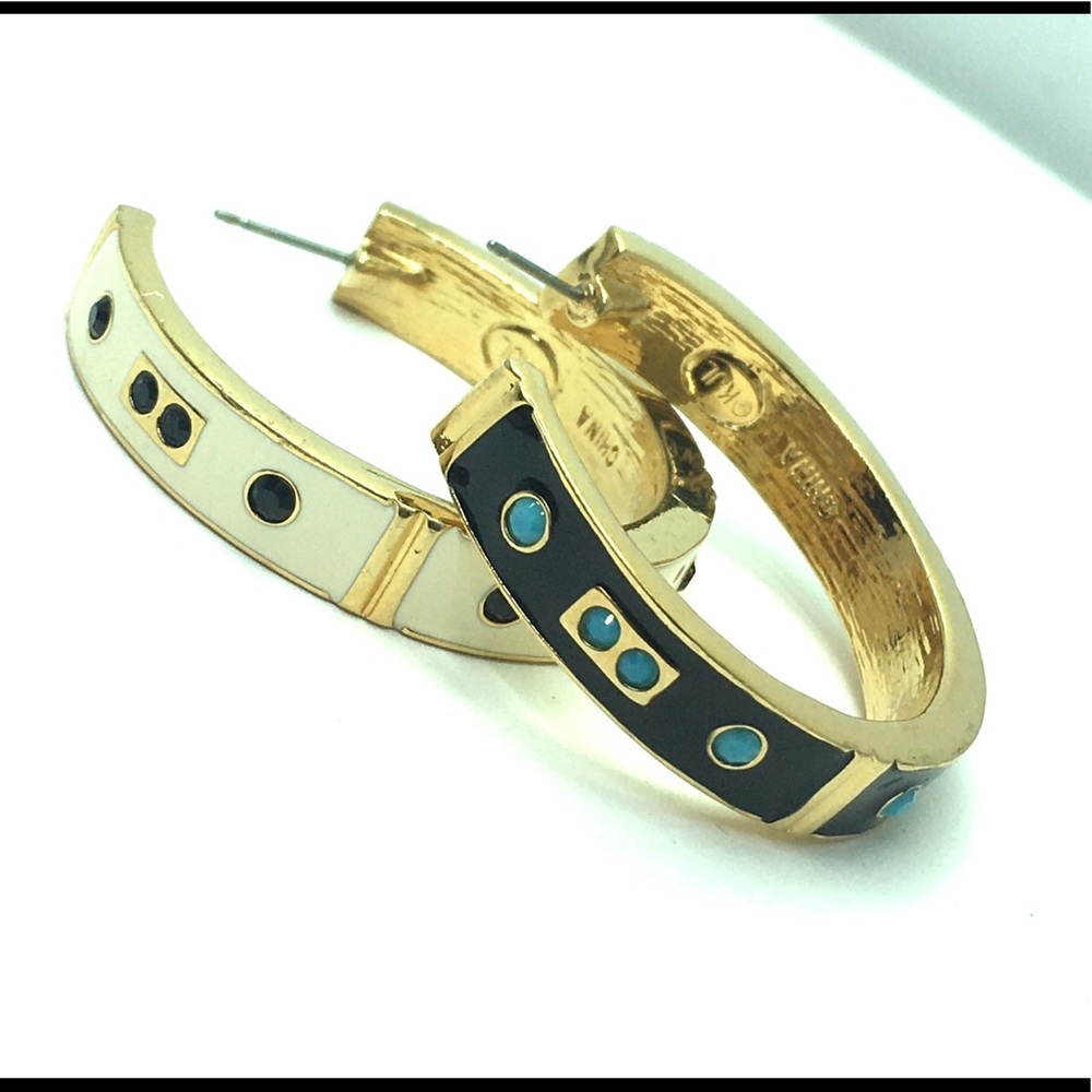 Vintage Kjl Kenneth Jay Lane Enamel Half Hoop Ear… - image 5